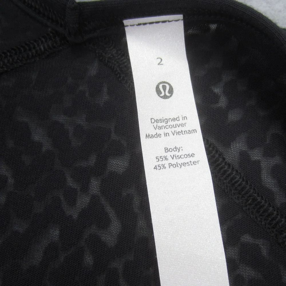 Lululemon Loop Around Shirt Womens 2 Black Swiftly Tech‎ Lace Athletic Yoga  Tee